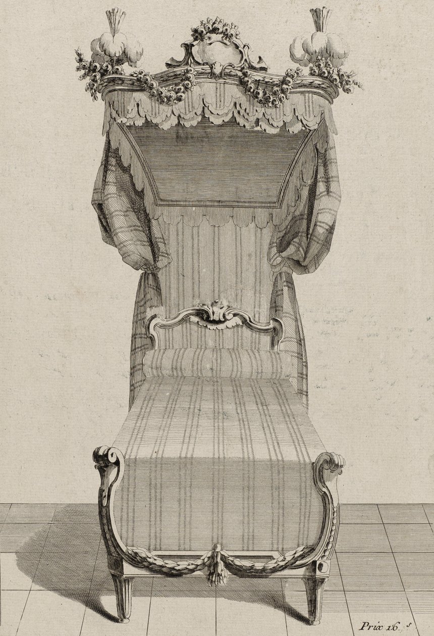 Lit à la Française, publié vers le milieu des années 1770 (gravure sur papier vergé) - Jean Charles (after) Delafosse