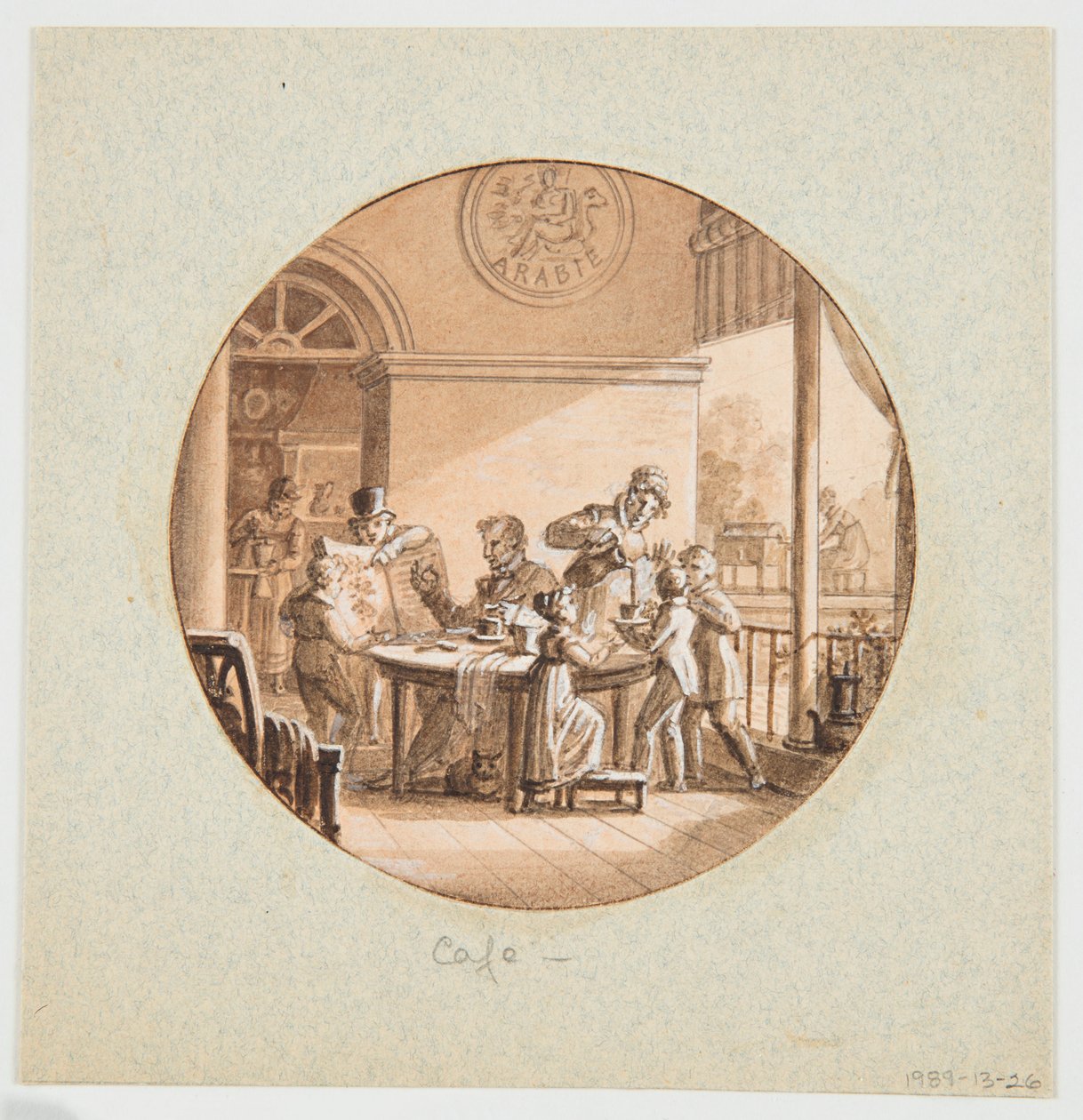 Conception pour une assiette en porcelaine peinte, Café du Service des Objets de Dessert - Jean Charles Develly