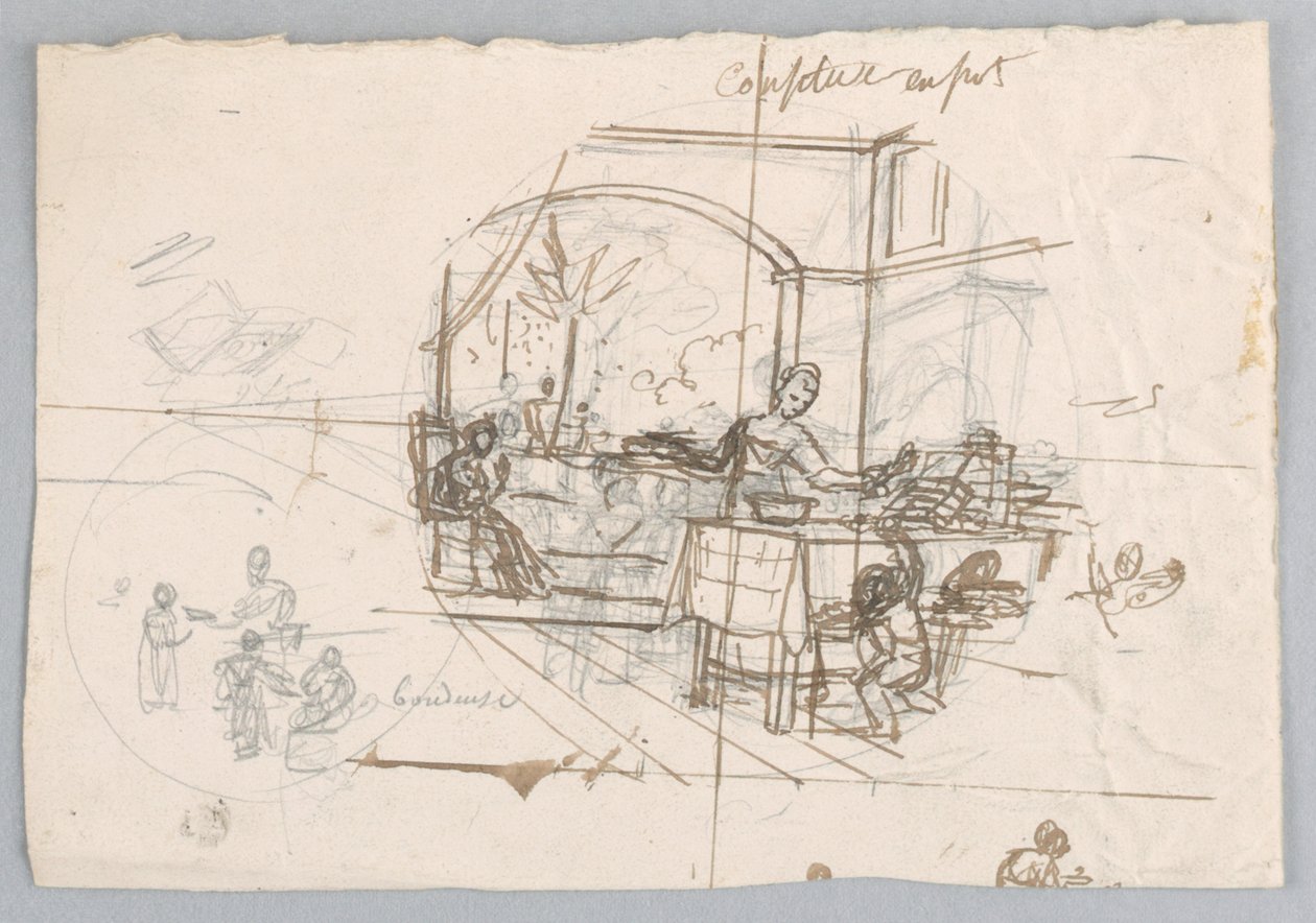 Conception pour une assiette en porcelaine peinte, Confiture en Pot pour le Service des Objets de Dessert - Jean Charles Develly
