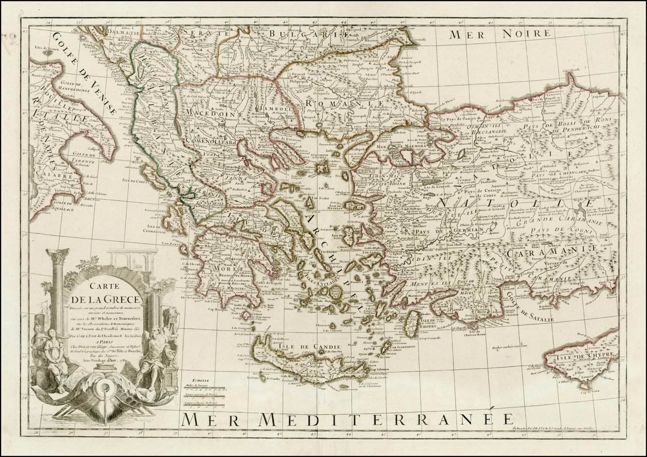 1780 map - Carte de la Grece Dressee sur un grand nombre de memoires anciens et nouveaux, Sur ceux de Mrs. Whele et Tournefort - Jean Claude Dezauche
