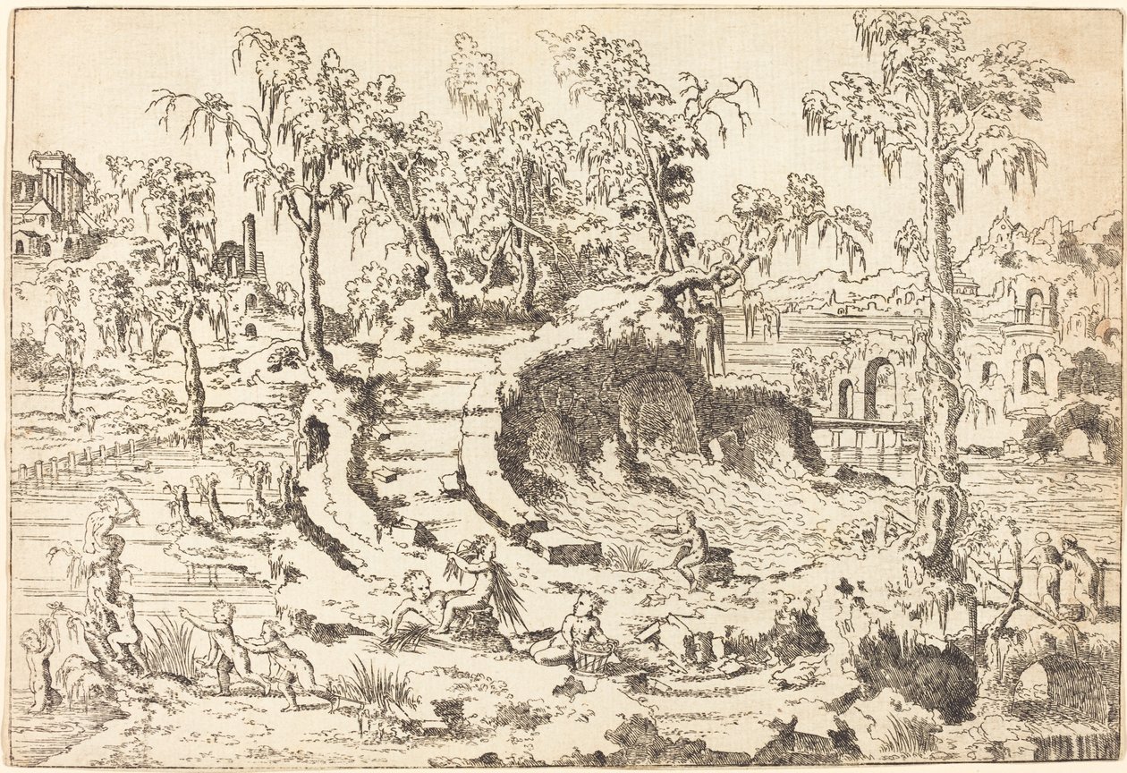 Putti jouant dans un paysage imaginaire - Jean Cousin the Younger