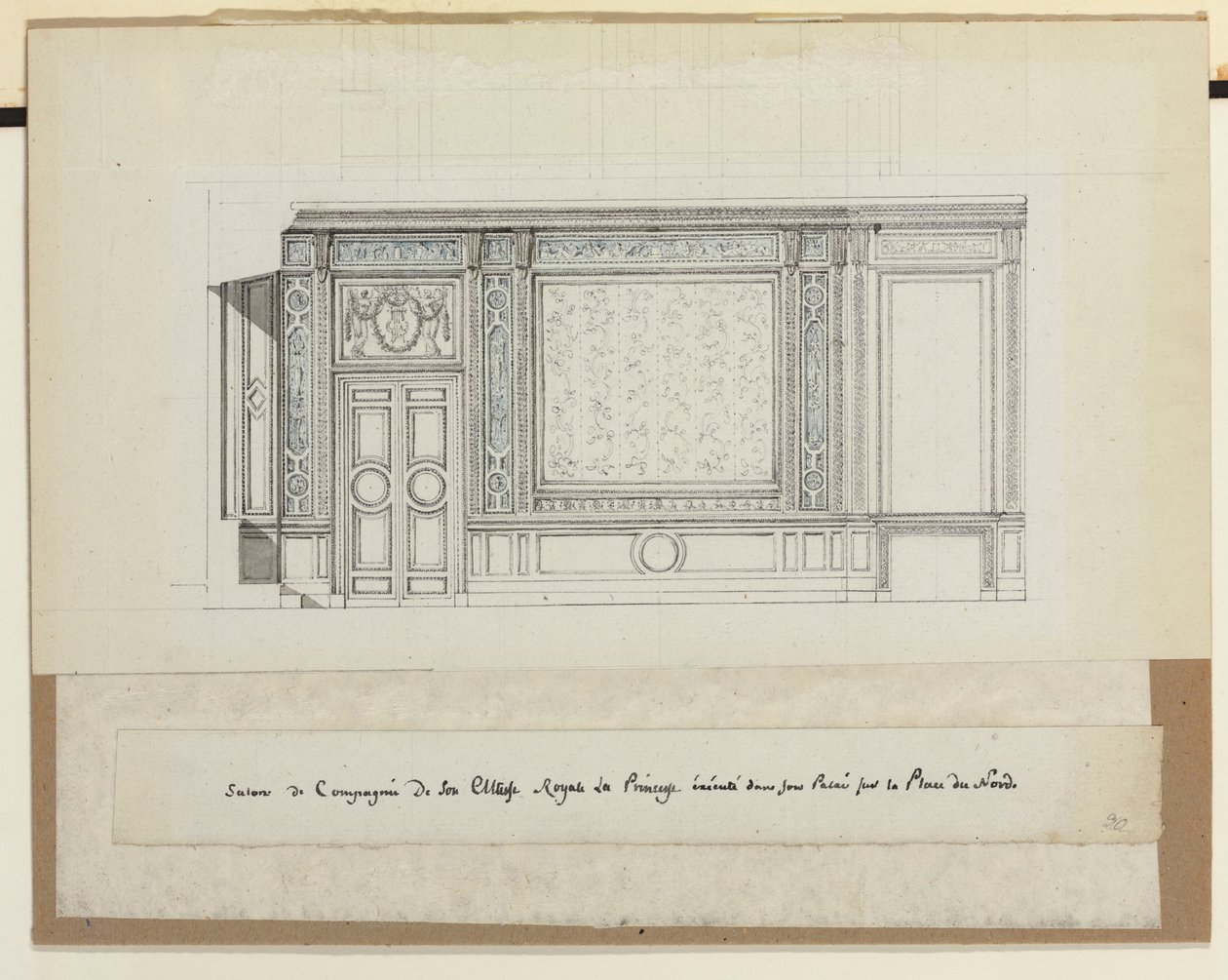 Conception pour des décorations murales pour le Salon de Compagnie - Jean Desmosthene (attr. to) Dugourc