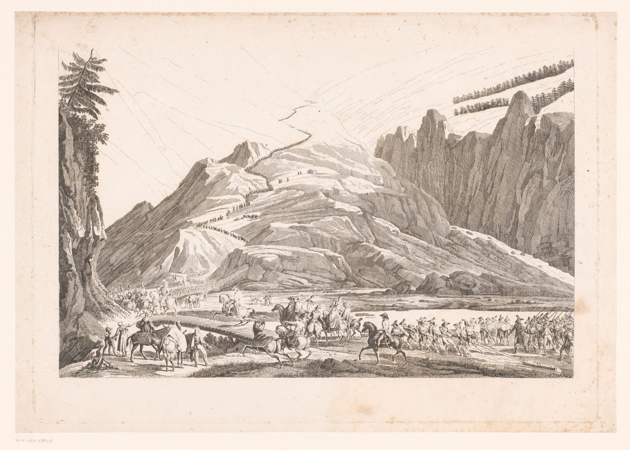 Paysage montagneux avec cavalerie en voyage - Jean Duplessis Bertaux (attributed to)