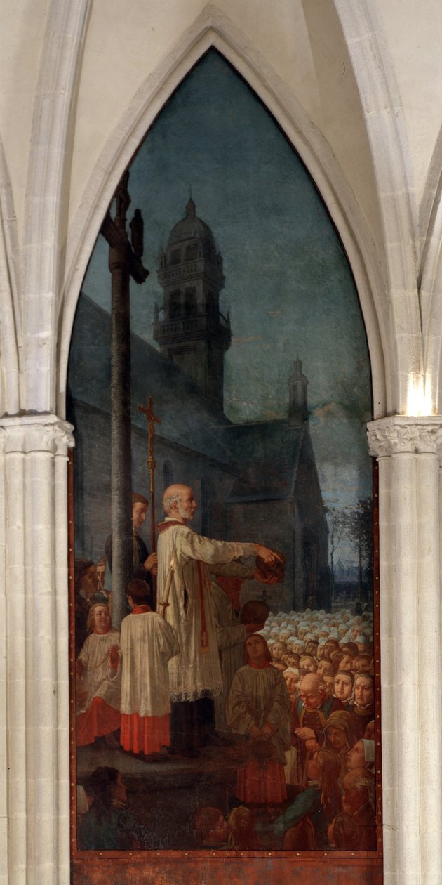 Prédication de Michel le Nobletz (1577-1652) devant une église en Bretagne - Fresque, Cathédrale Saint-Corentin, Quimper - Jean Edouard Dargent