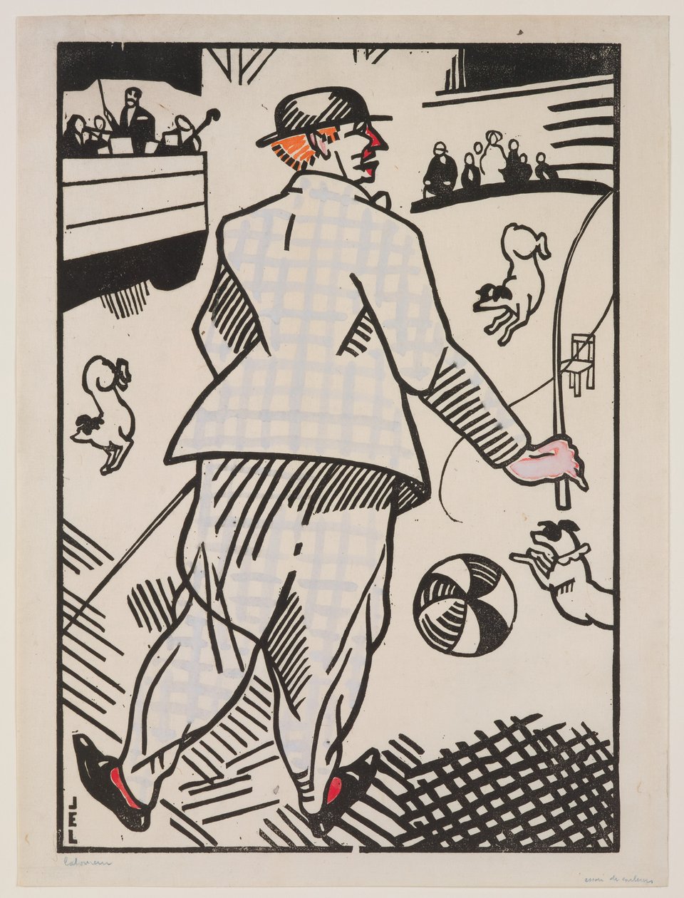Clown avec chiens (Le Clown aux Chiens) - Jean Emile Laboureur