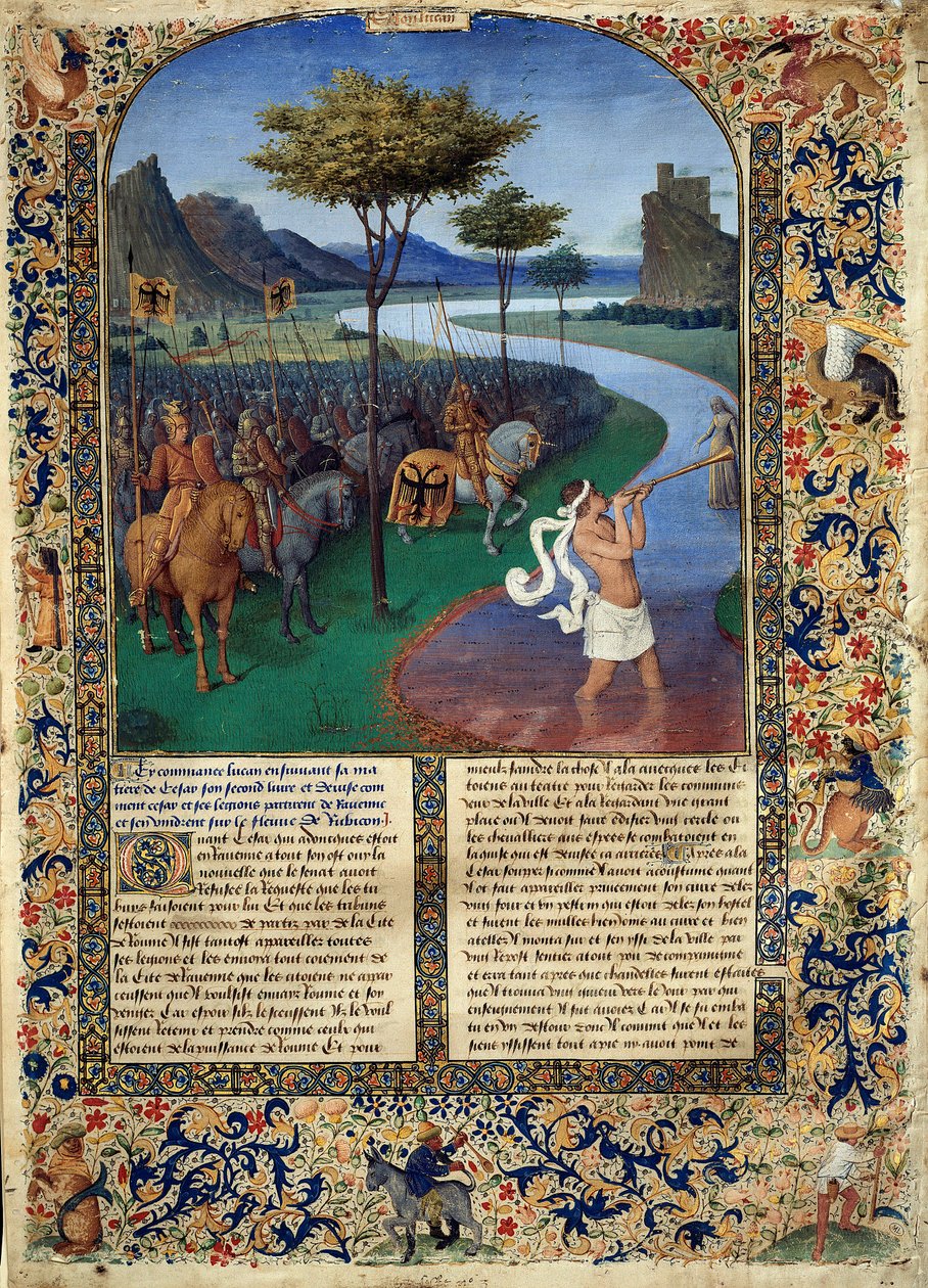 Le Passage du Rubicon par Jules César. Le général romain Jules César a traversé le Rubicon le 11/01/49 av. J.-C., ce qui constitue la séparation entre la Gaule cisalpine et l