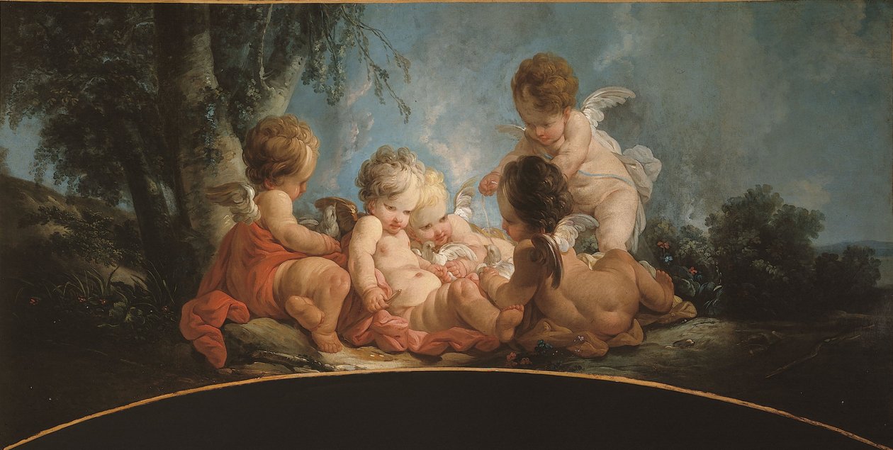 Groupe de cinq Amours jouant avec des colombes, vers 1761 - Jean Francois Clermont