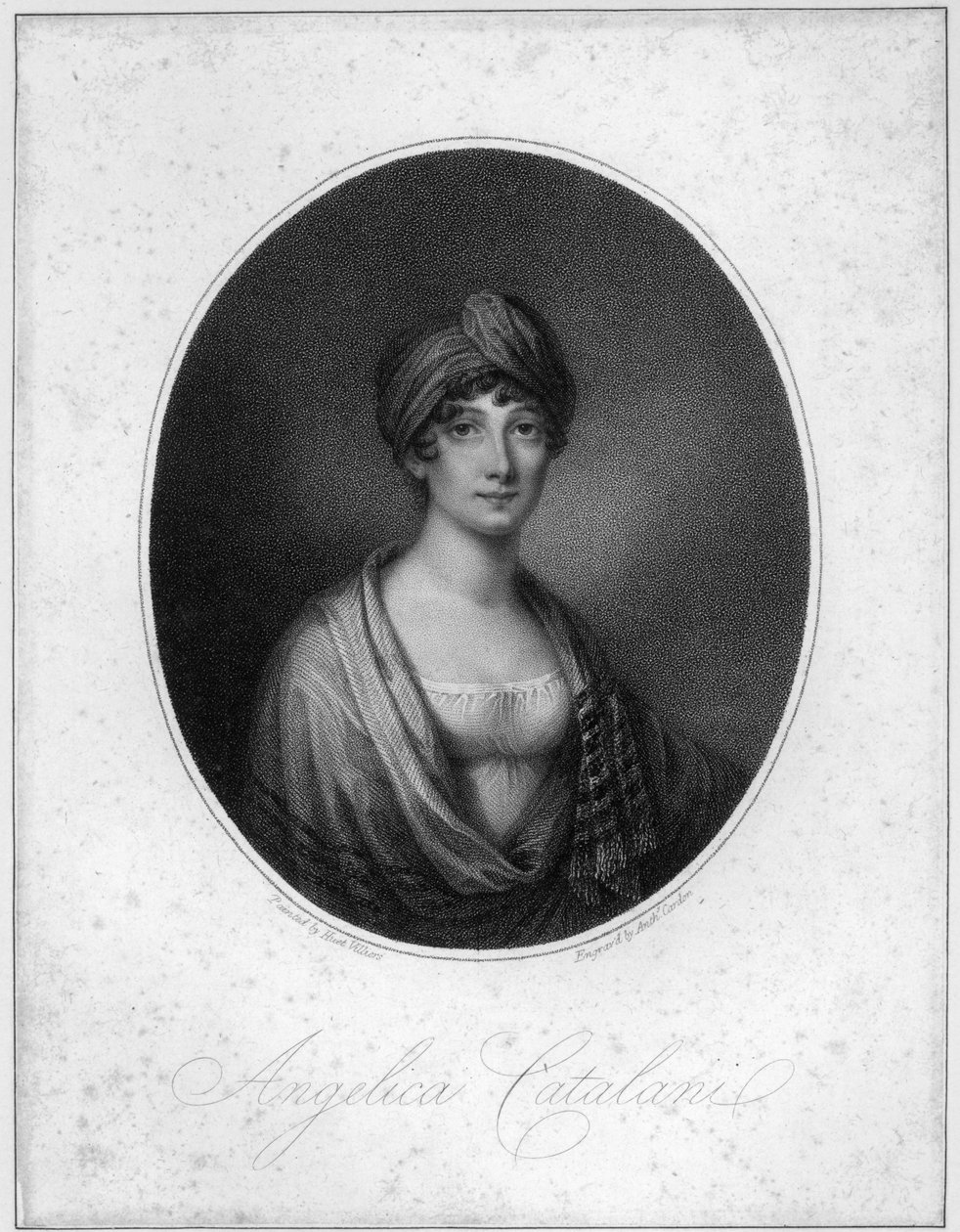 Angelica Catalani, gravée par Antoine Cardon - Jean Francois Marie Huet Villiers