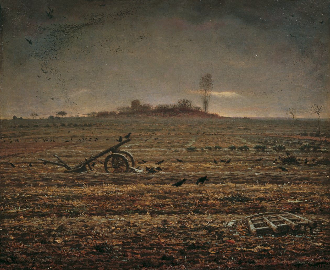La plaine de Chailly avec herse et charrue - Jean Francois Millet