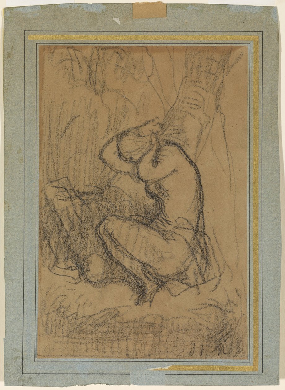Jeune femme remontant ses longs cheveux après le bain - Jean Francois Millet