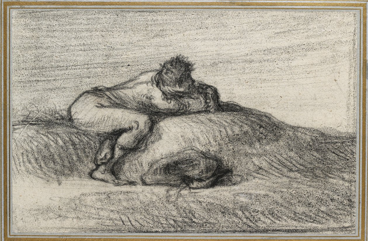 Homme accroupi sur une butte, 1848 - 1850 - Jean Francois Millet