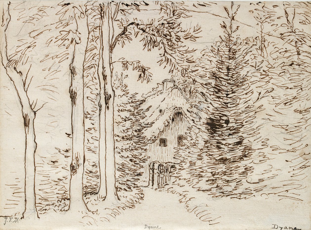 Sentier à travers les bois vers une maison au toit de chaume, 1866 - Jean-Francois Millet
