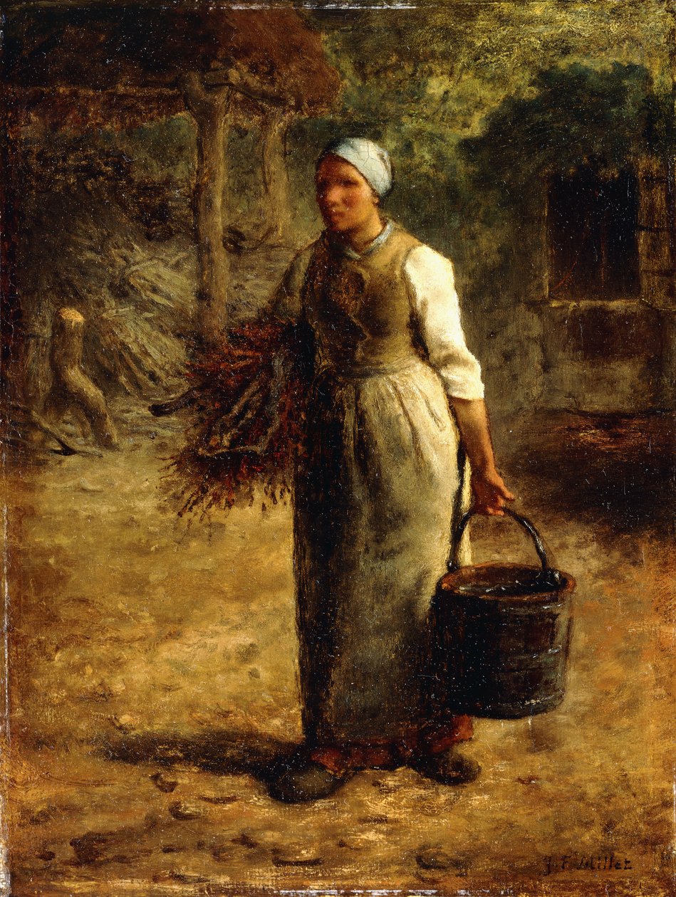 Femme portant du bois de chauffage et un seau, vers 1858-60 - Jean Francois Millet