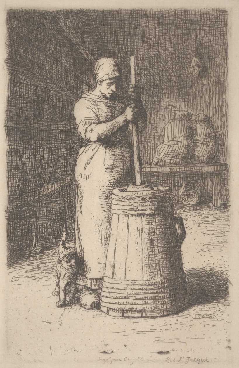 Femme barattant du beurre, vers 1855-56 - Jean Francois Millet