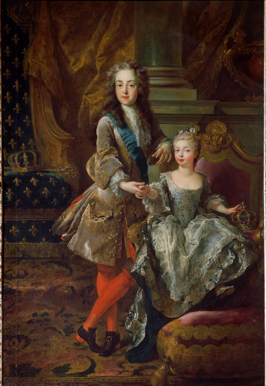 Portrait du roi Louis XV (1710-1774) et de sa fiancée Marie Anne Victoire d