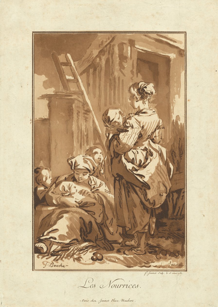 Les Nourrices - Jean François Janinet after François Boucher