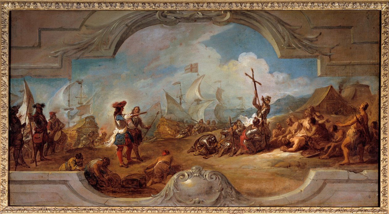 Christophe Colomb en Amérique (projet de peinture sur le plafond) - Jean François de Troy