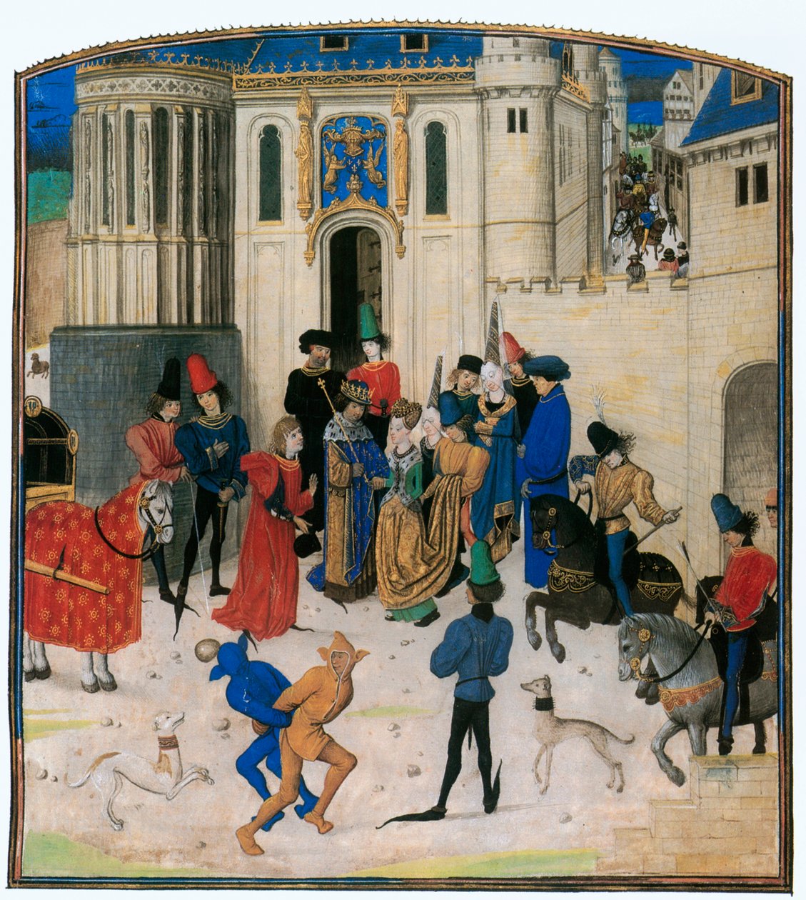 Devant la porte Saint-Denis, le roi Charles VI de France salue sa reine Isabeau de Bavière ... - Jean Froissart