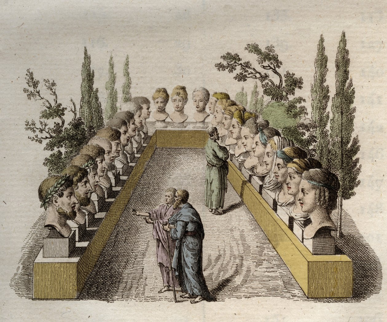 Physiognomonie - Plusieurs philosophes qui observent et cherchent à pénétrer différentes physionomies - gravure de 1808 dans « L