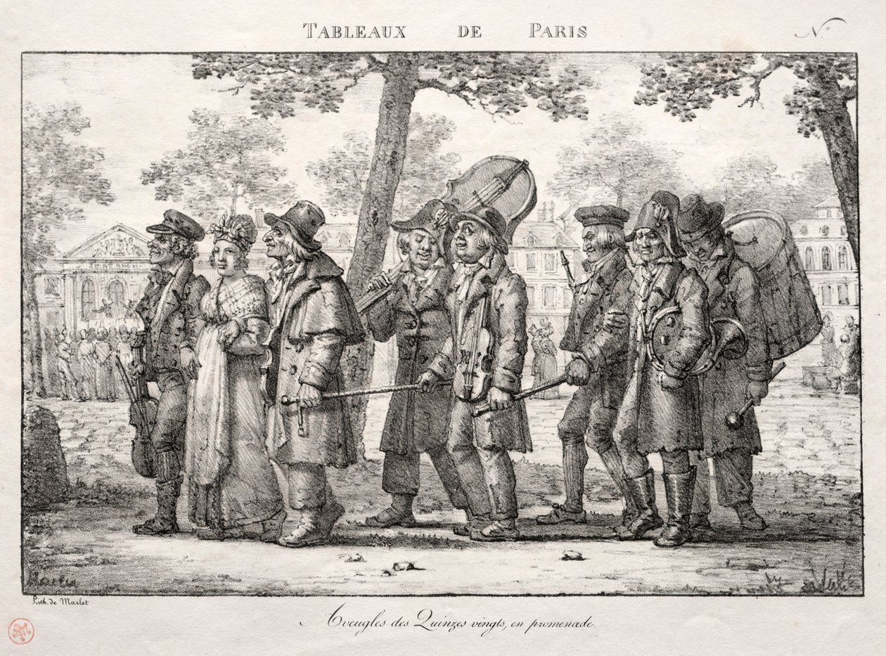Scènes de Paris : Aveugles des Quinze-Vingts, marchant - Jean Henri Marlet