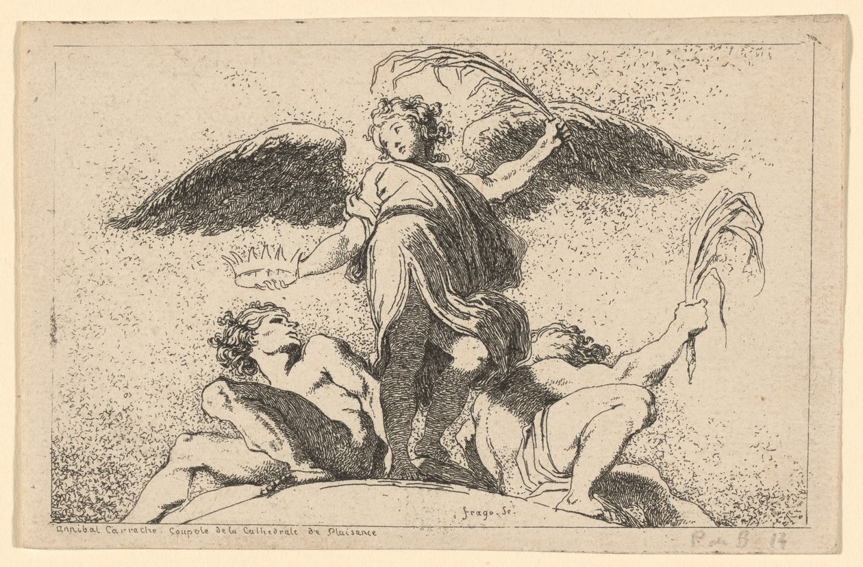 Ange tenant une palme et une couronne - Jean Honoré Fragonard after Annibale Carracci