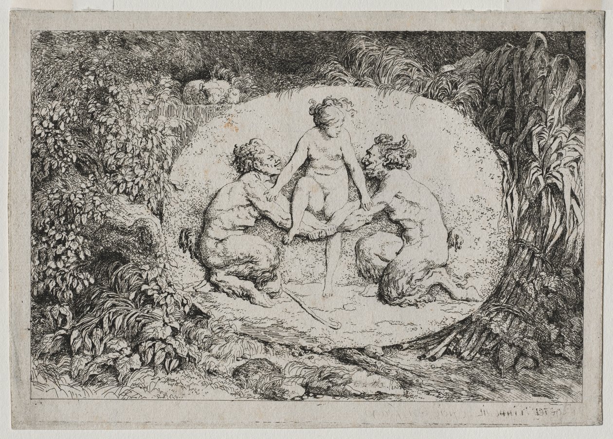 Bacchanales : Nymphe soutenue par deux satyres - Jean Honore Fragonard