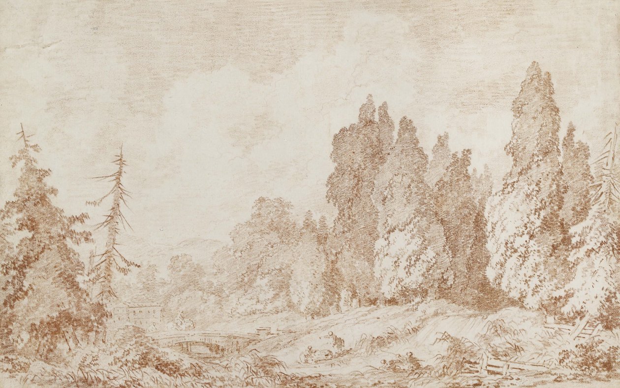 Paysage avec un pont, vers 1760 - Jean Honore Fragonard