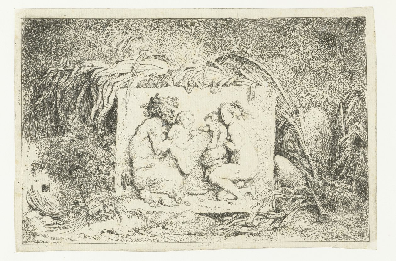 Satyre et nymphe avec deux enfants - Jean Honore Fragonard