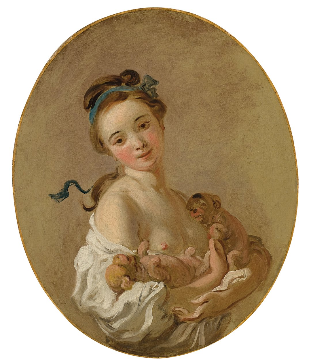 Jeune fille tenant deux chiots, c.1770 - Jean Honore Fragonard