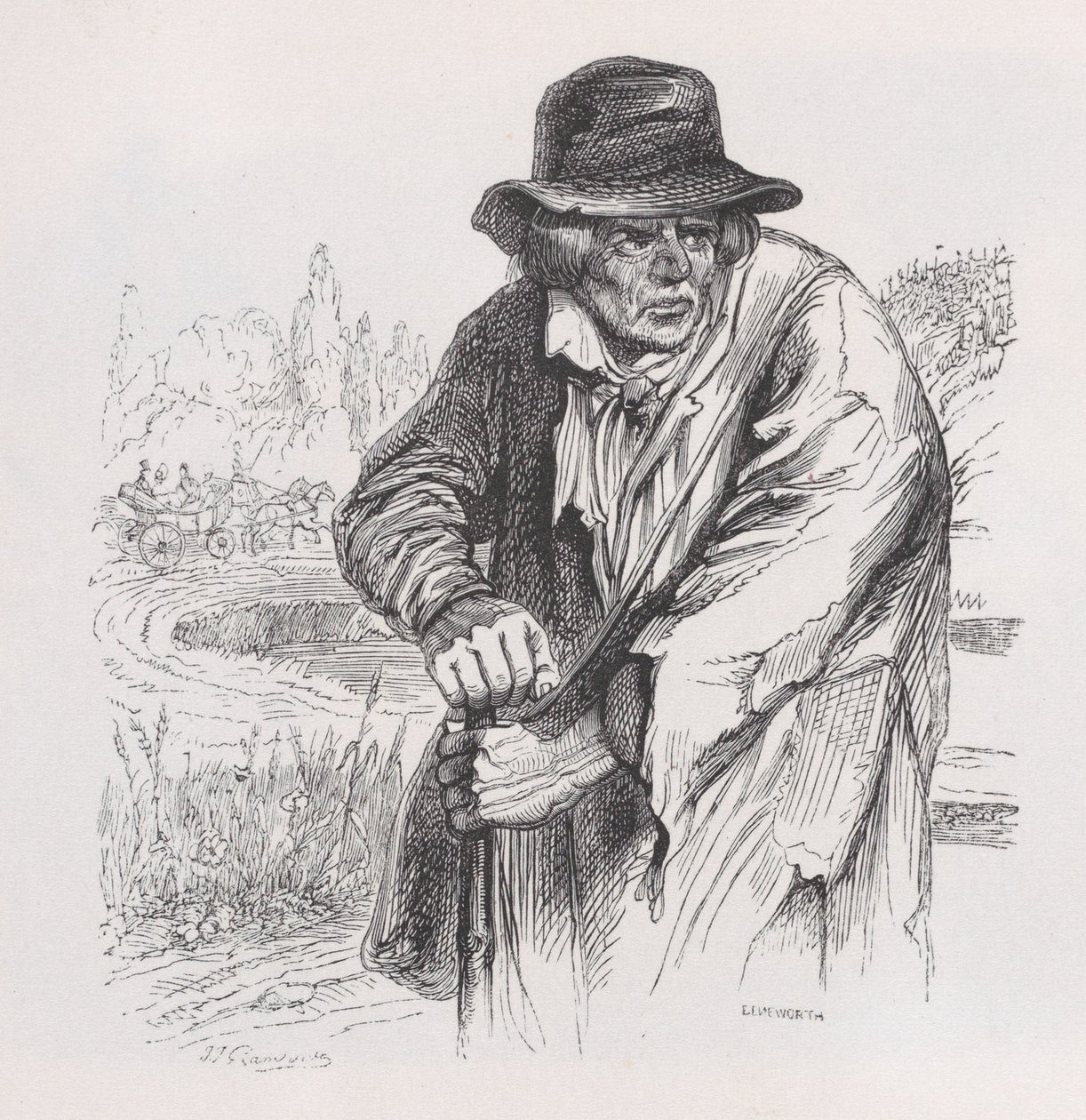 Le Vieux Vagabond des Œuvres Complètes de Béranger, 1836 - Jean Ignace Isidore Gérard