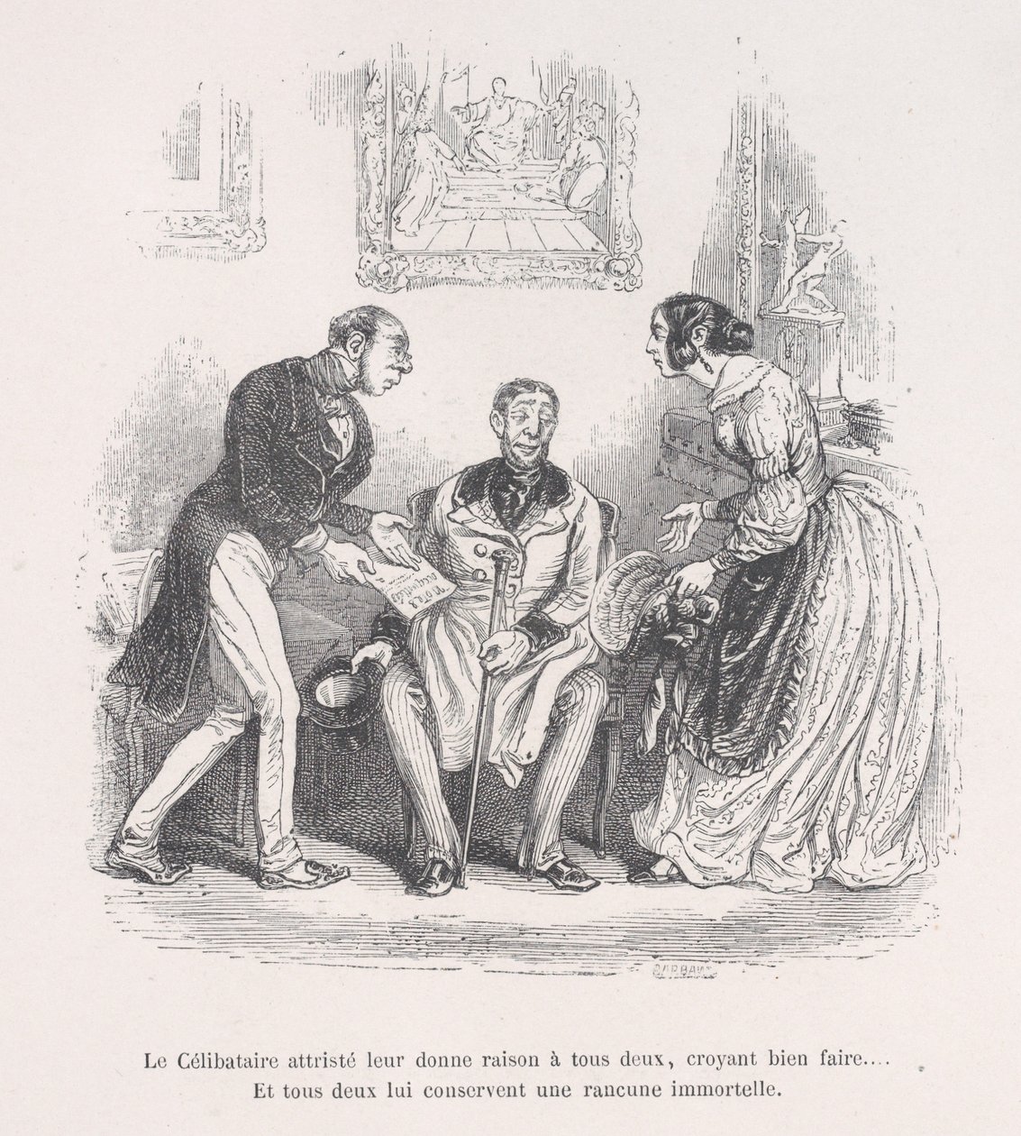 La veuve éplorée leur donne à tous deux le droit de bien faire... Et ils conservent tous deux une éternité... - Jean Ignace Isidore Gérard