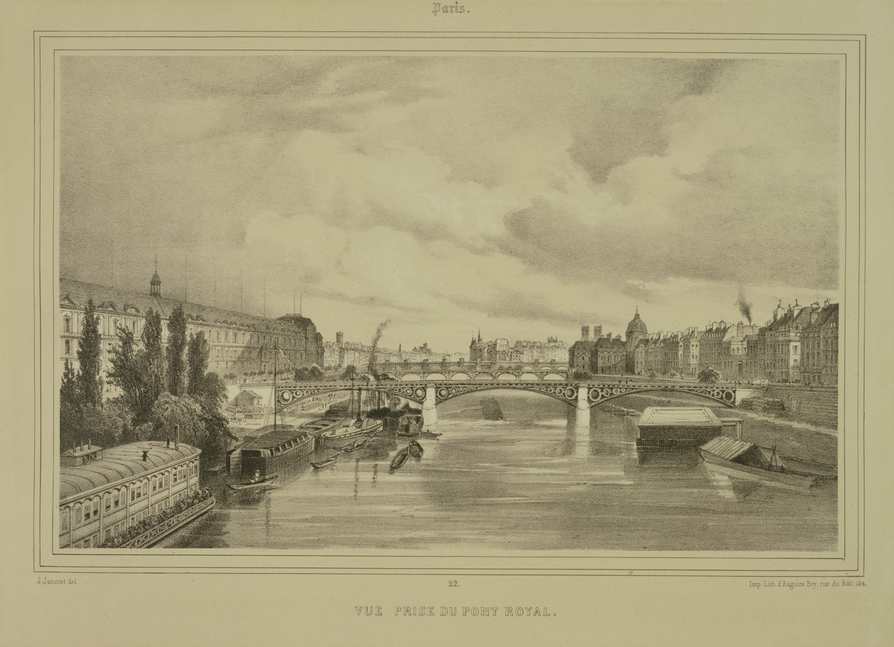 Vue du Pont Royal, publiée par Auguste Bry - Jean Jacottet