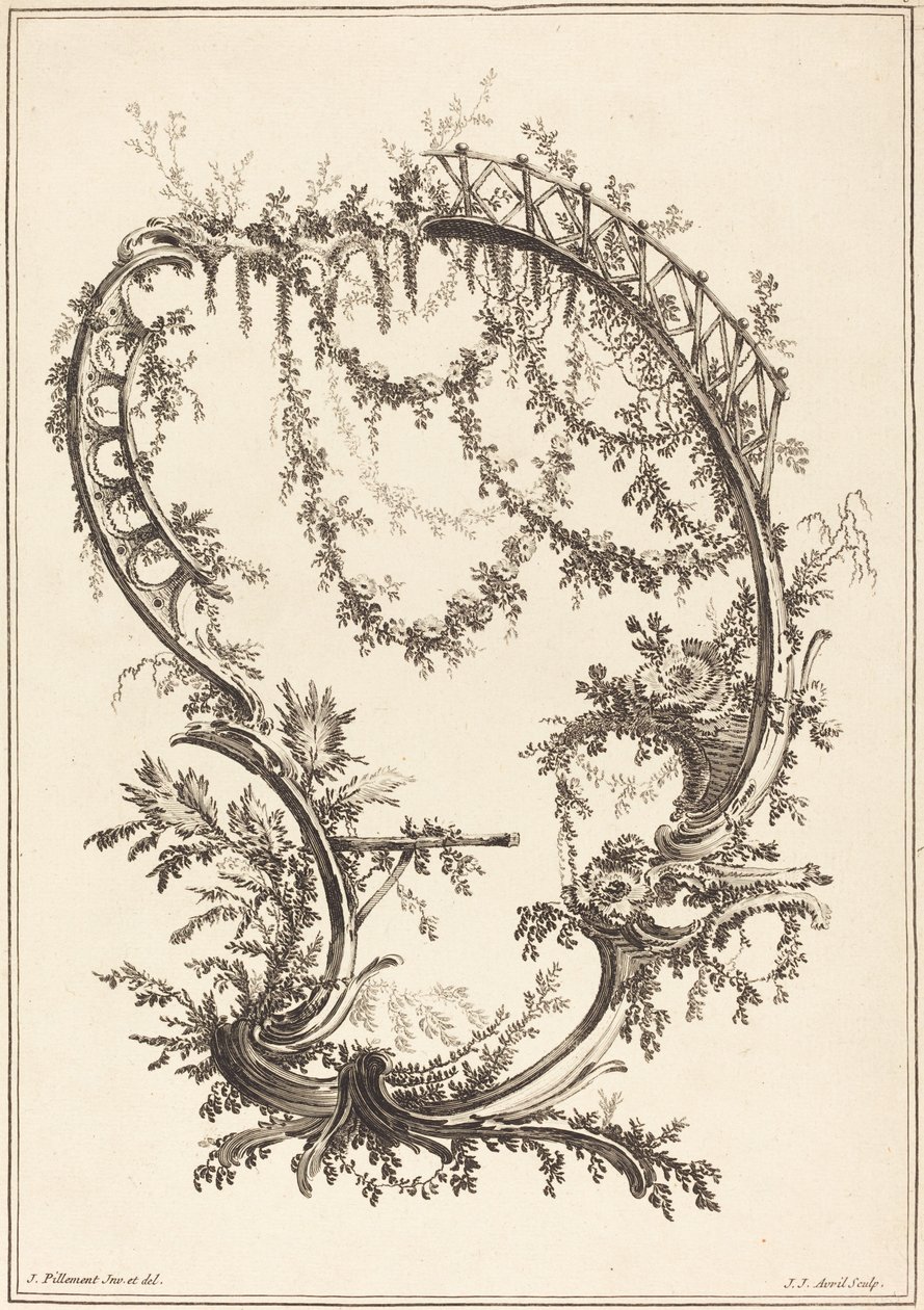 Ornement avec un support et une balustrade - Jean Jacques Avril I after Jean Baptiste Pillement