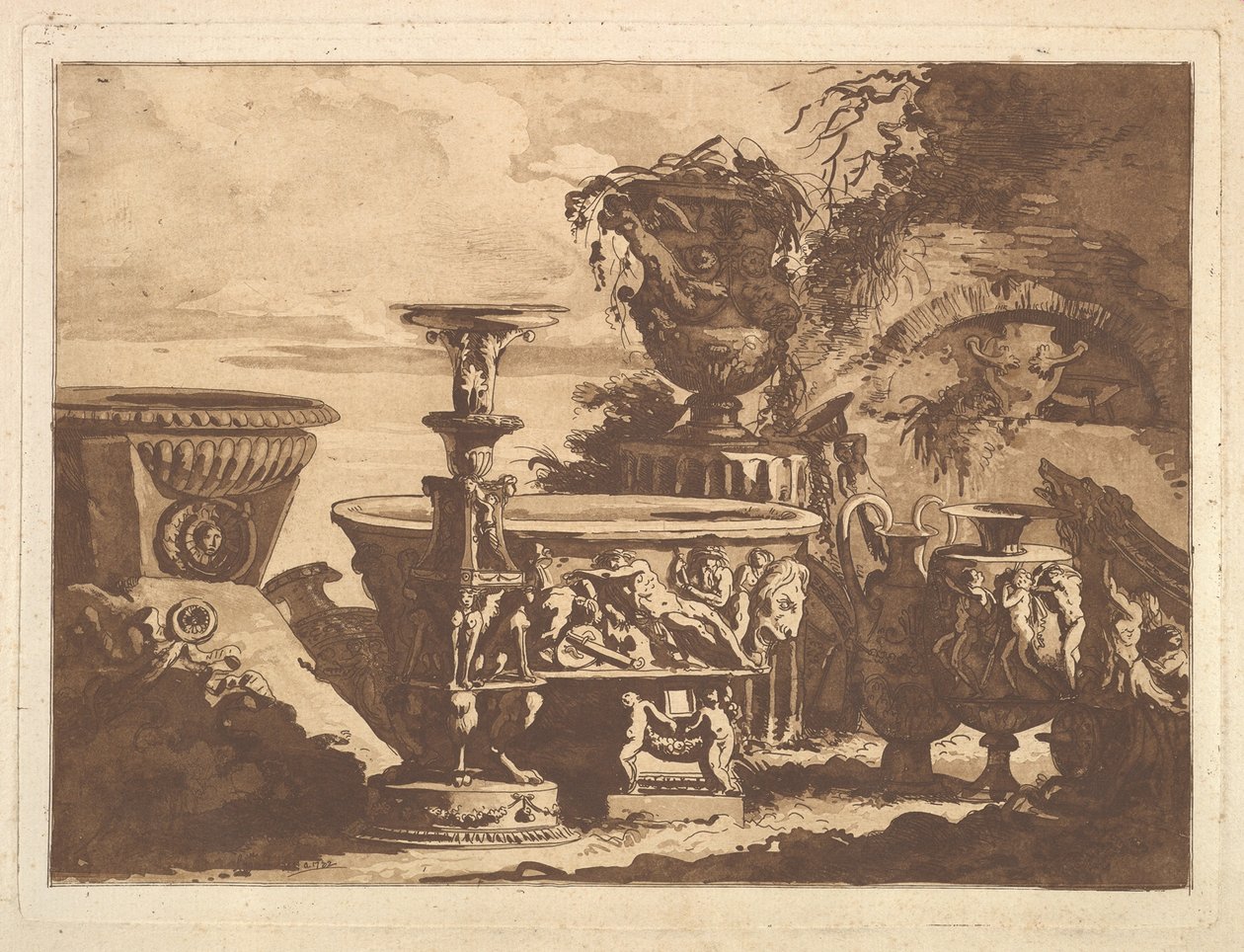Composition avec le vase Médicis, du Recueil de Compositions par Lagrenée Le Jeune - Jean Jacques Lagrenee