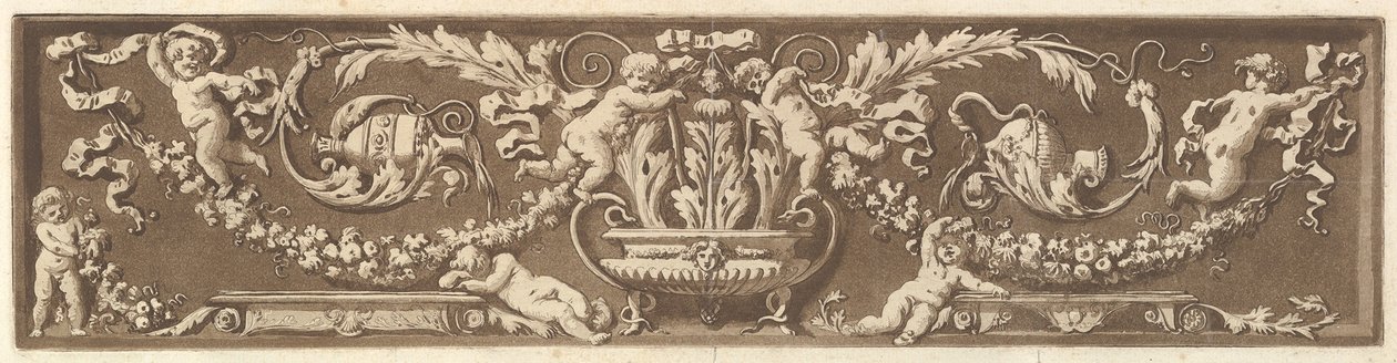 Frise ornementale avec putti, feuilles d