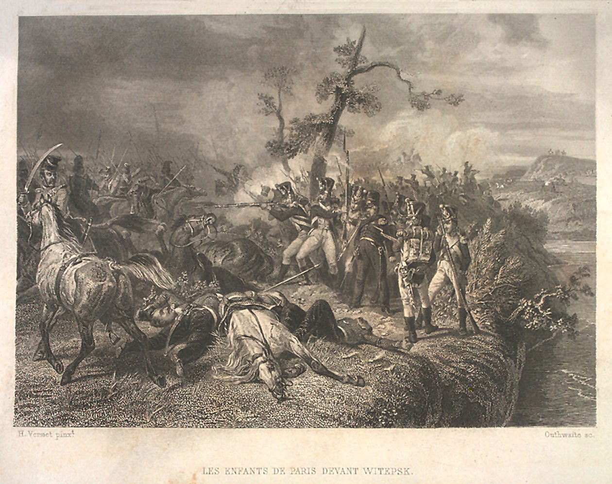 Bataille entre les troupes russes et la cavalerie française près d