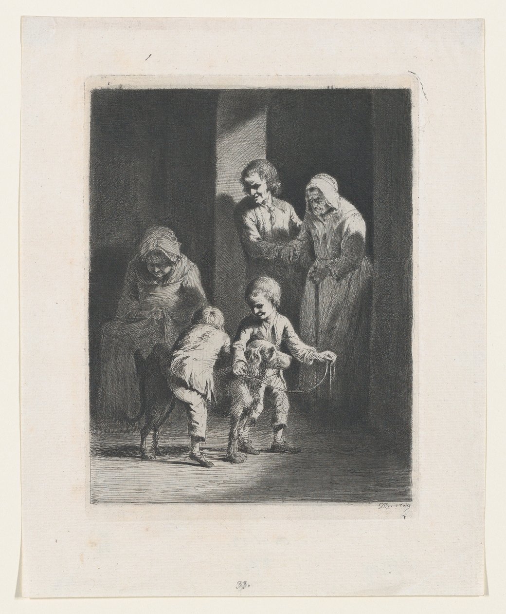 Enfants jouant avec un chien - Jean Jacques de Boissieu