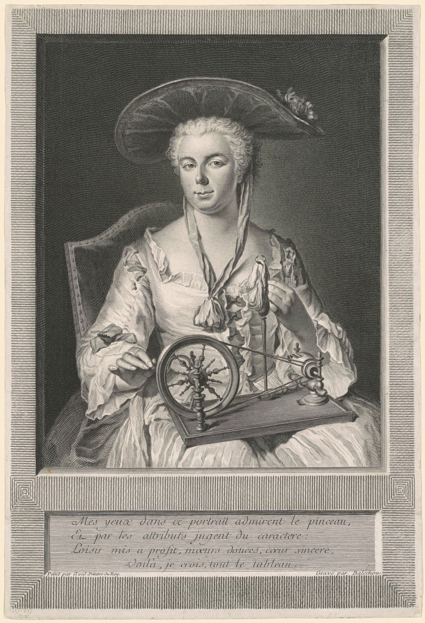 Madame Arlon filant de la soie - Jean Joseph Balechou, after Jacques Andre Joseph Camelot Aved