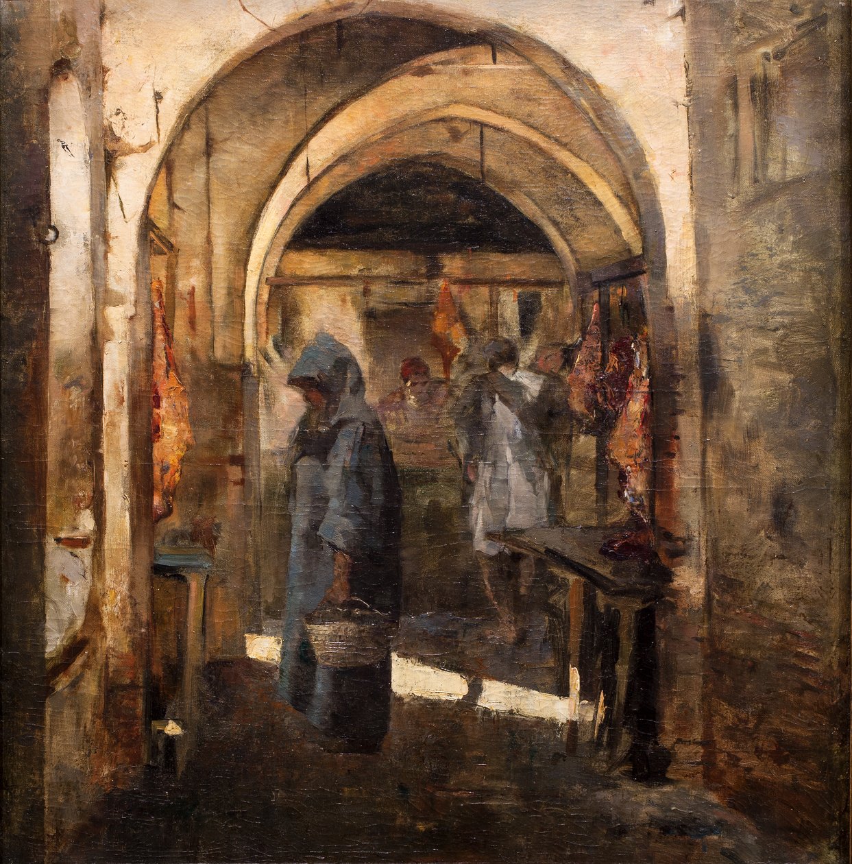 La boucherie, 2e moitié du 19e siècle. (Huile sur toile) - Jean Joseph Benjamin Constant