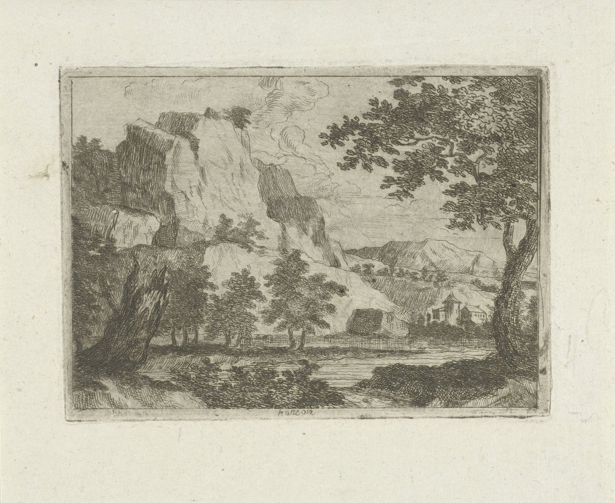 Roche dans un paysage fluvial - Jean Joseph Hanson