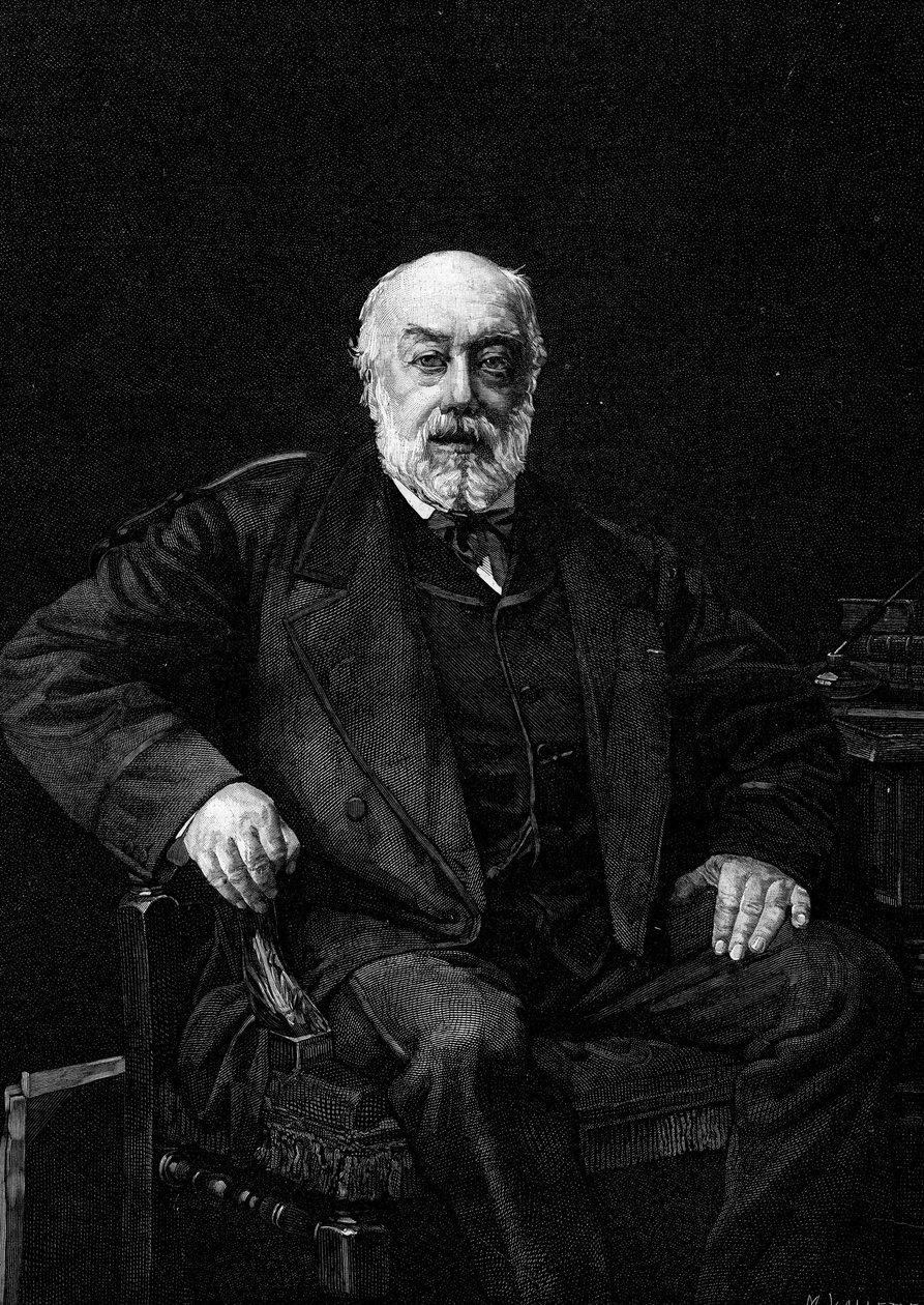 Portrait de Gustave Nadaud, chanteur français. Gravure d