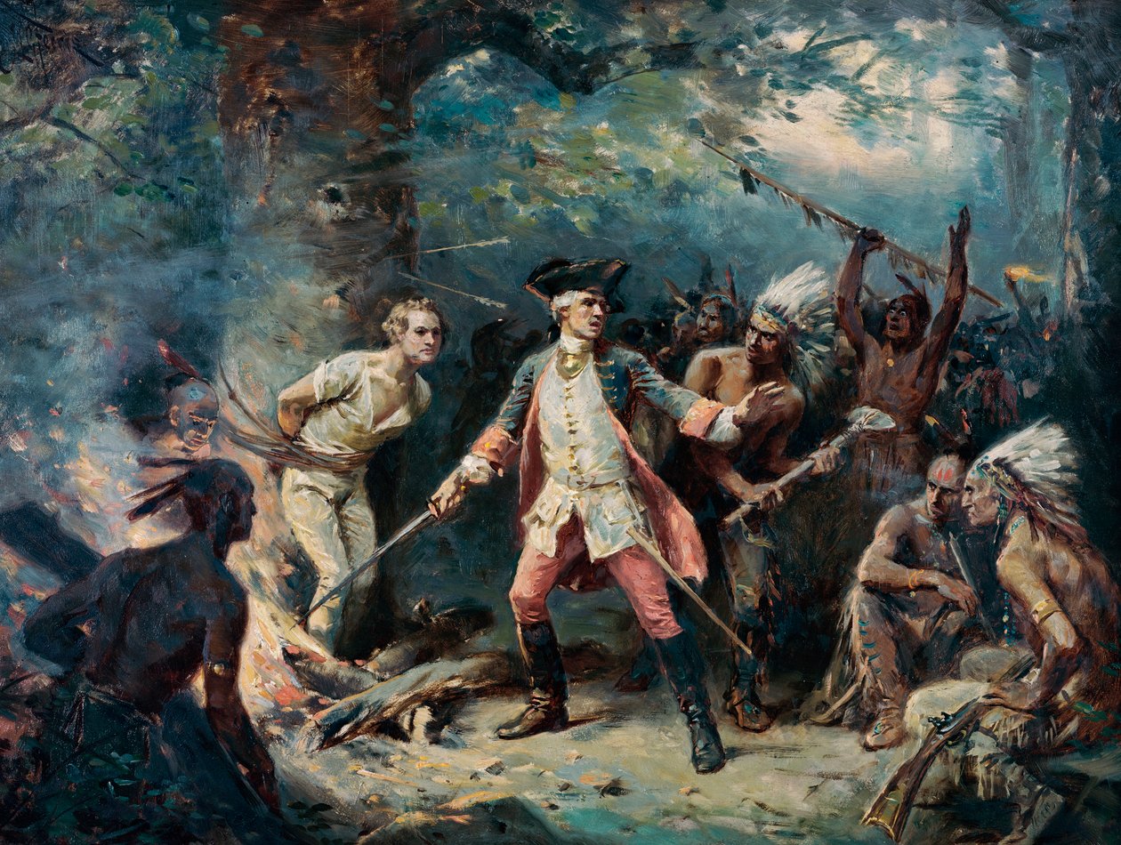 Le sauvetage du major Israel Putnam (1718-1790), prisonnier des indiens - Peinture de Jean Leon Gerome Ferris (1863-1930 ) - Jean Leon Gerome
