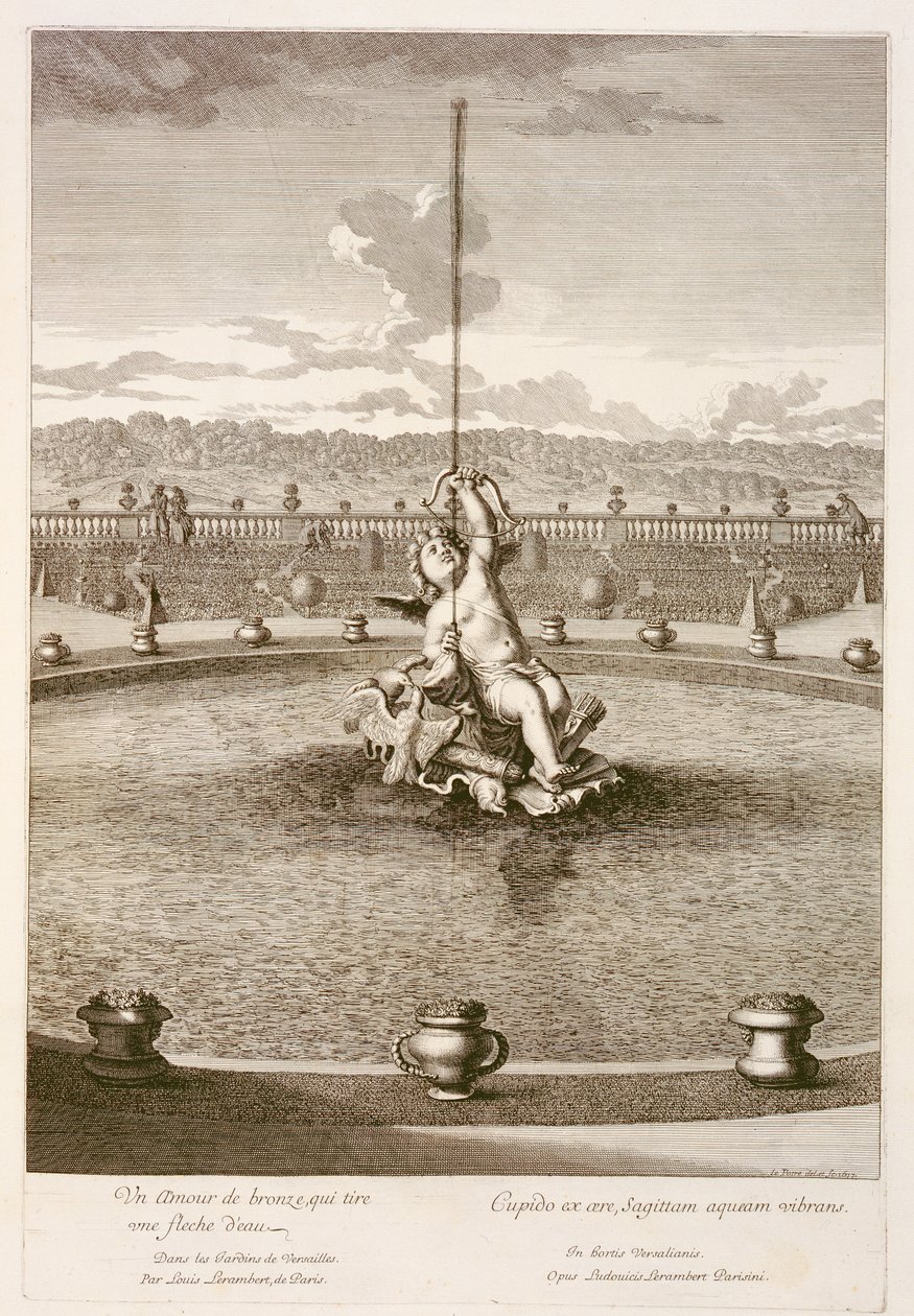 Fontaine avec cupidon tirant une flèche d