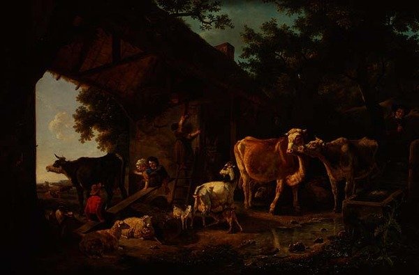 Animaux sortant de la grange - Jean Louis De Marne