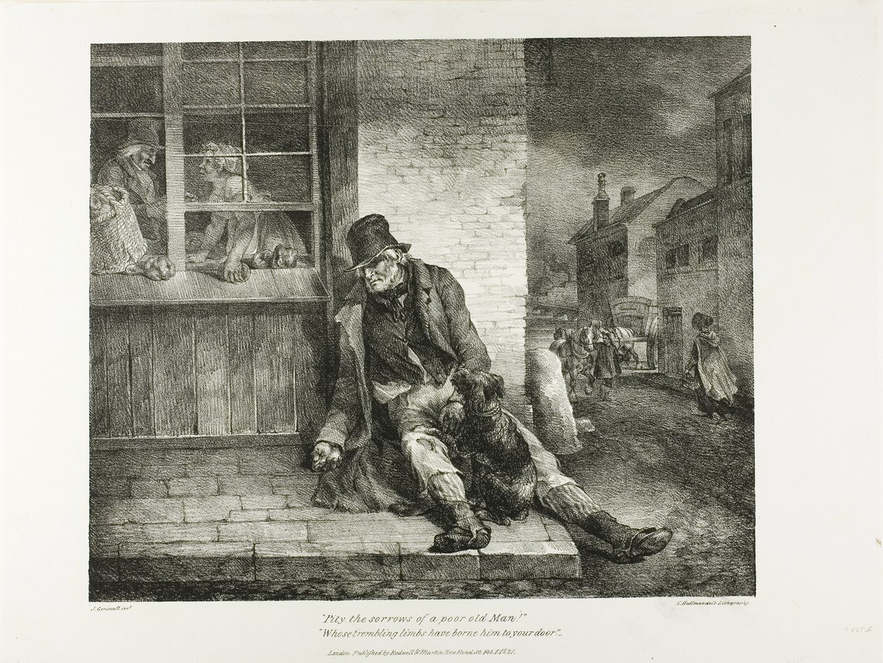 Pity the Sorrows of a Poor Old Man !... plate 2 from Various Subjects Drawn from Life and on Stone (The English Suite) - Jean Louis André Théodore Géricault
