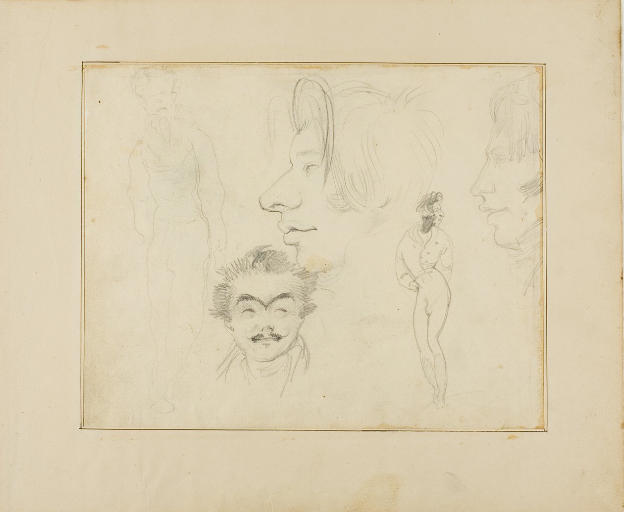 Feuille de caricatures - Jean Louis André Théodore Géricault