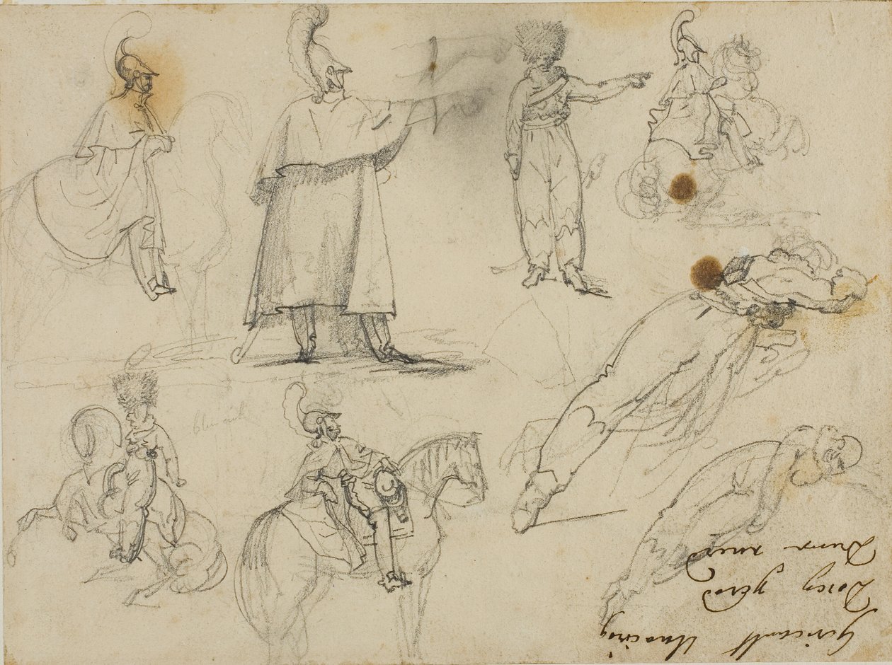 Croquis de soldats et de chevaux - Jean Louis André Théodore Géricault