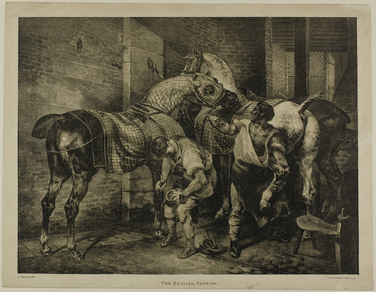 Le maréchal-ferrant anglais, planche 10 de Divers sujets tirés de la vie sur pierre - Jean Louis André Théodore Géricault