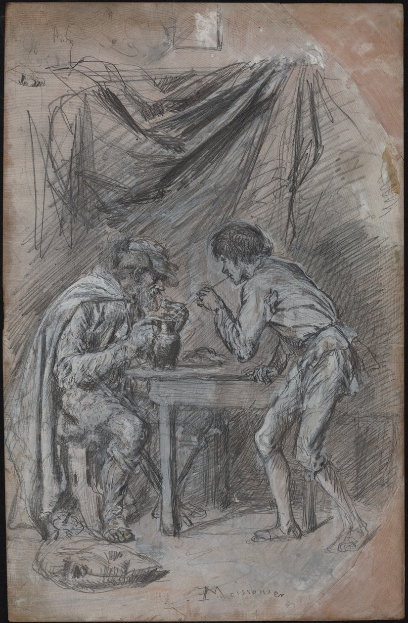 Lazarille de Tormes volant à boire à un aveugle - Jean Louis Ernest Meissonier