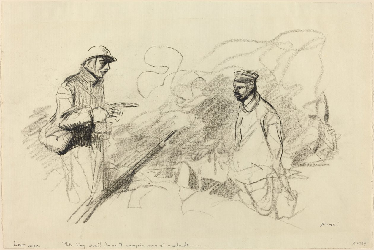 Poilu reconnaissant un soldat allemand - Jean Louis Forain
